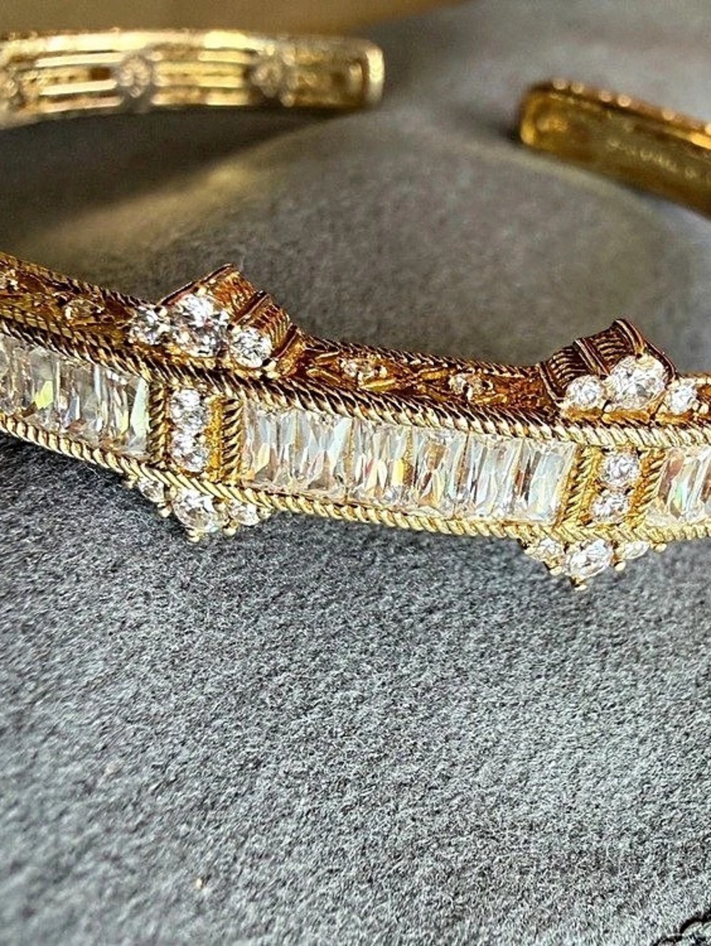 Judith Ripka Gold-Tone Baguette Stone Cuff Bracelet